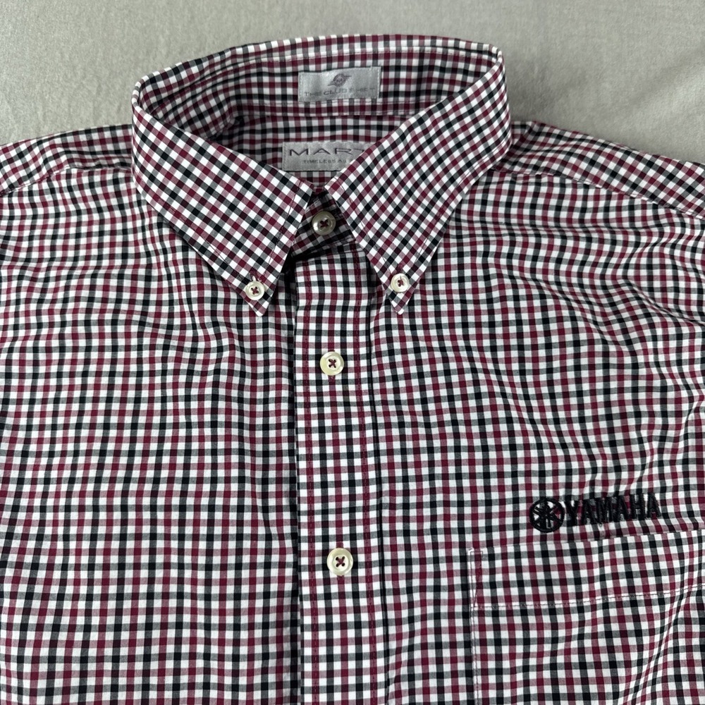 Yamaha UMax Shirt Mens L Martin Club Red Plaid Long Sleeve Button Up Embroidered